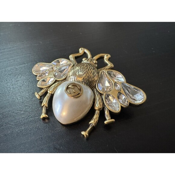 Gucci Stamped Interlocking GG Vintage Adorned Bee Large Pin Brooch - Picture 3 of 13